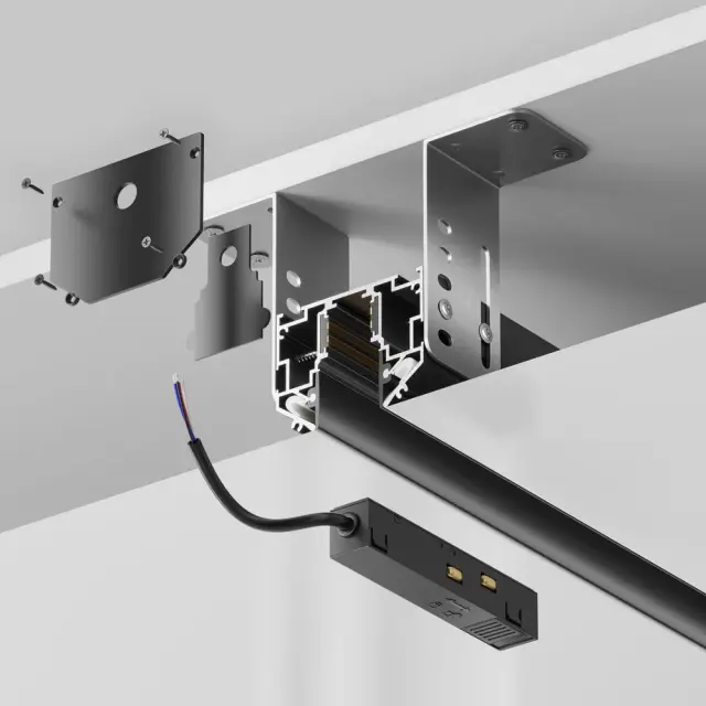 Шинопровод Maytoni MAGNETIC TRACK SYSTEM EXILITY — магнитные, черный, ракурс 4