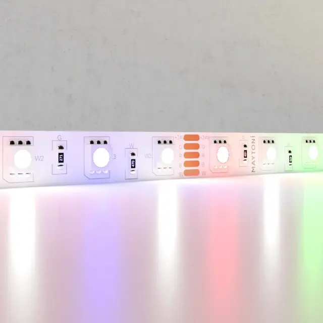 Светодиодная лента 24В 5050 14,4Вт/м Цветная (RGB) + 6000K 5м IP20