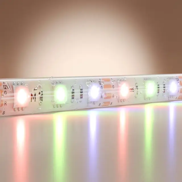 Светодиодная лента Базовая 12В 5050 14,4Вт/м Цветная (RGB) 5м IP 65 201196