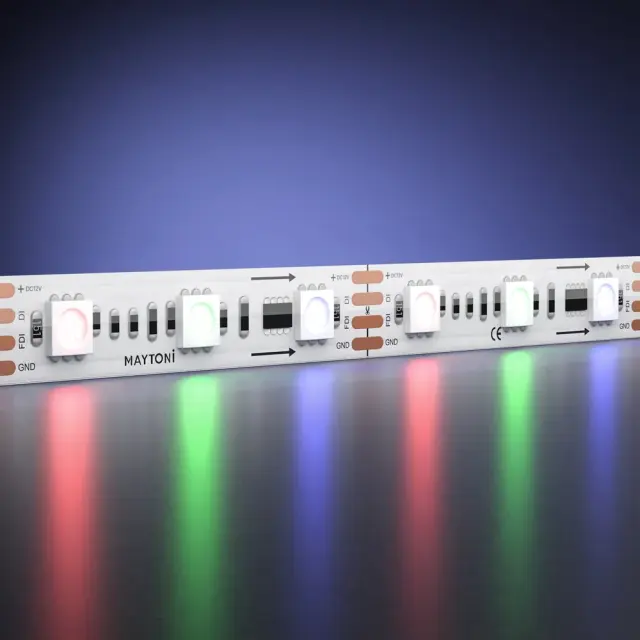 Светодиодная лента 12В 5050 14,4Вт/м 5м IP 67 Адресная (SPI) Цветная (RGB) 201244