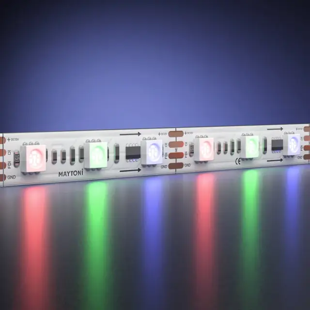 Светодиодная лента 12В 5050 14,4Вт/м 5м IP 68 Адресная (SPI) Цветная (RGB) 201245