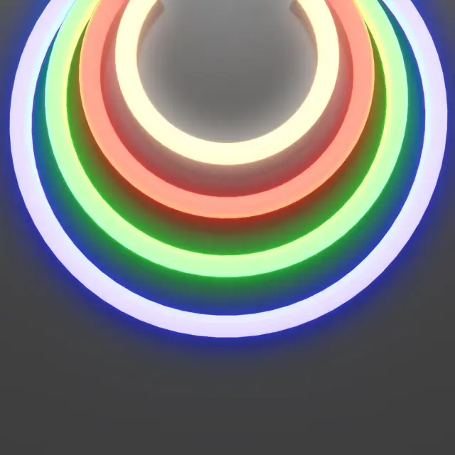 Гибкий неон круглый 360° D25 24В 17,2Вт/м Цветной (RGB) + 3000К IP65 5м, ракурс 5