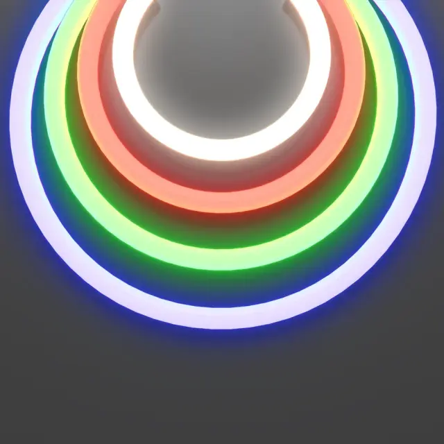 Гибкий неон круглый 360° D25 24В 17,2Вт/м Цветной (RGB) + 4000К IP65 5м, ракурс 5