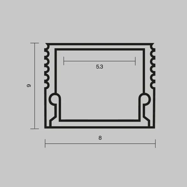 Алюминиевый профиль накладной 8x9 (Черный, 2 м), ALM-0809-B-2M 631002, ракурс 5
