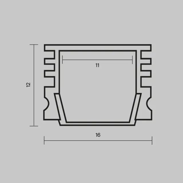 Алюминиевый профиль накладной 16x12 (Белый, 2 м), ALM-005-W-2M 631006, ракурс 5