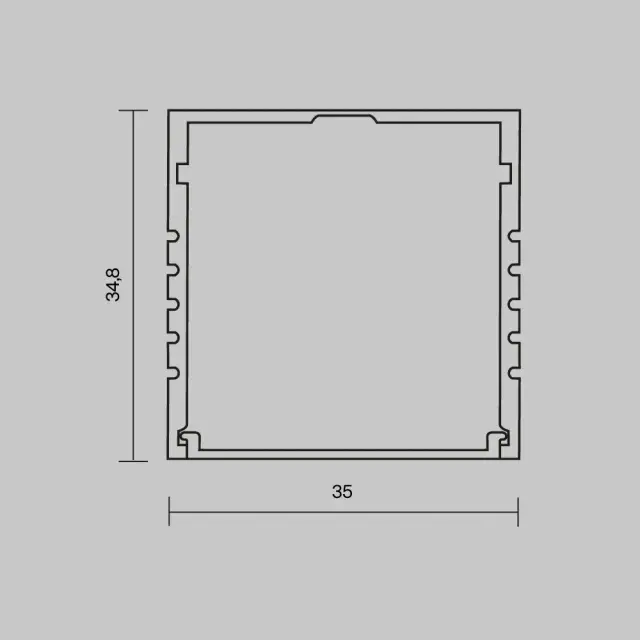 Алюминиевый профиль накладной 35x35 (Серебро, 2 м), ALM-3535AT-S-2M 631008, ракурс 5