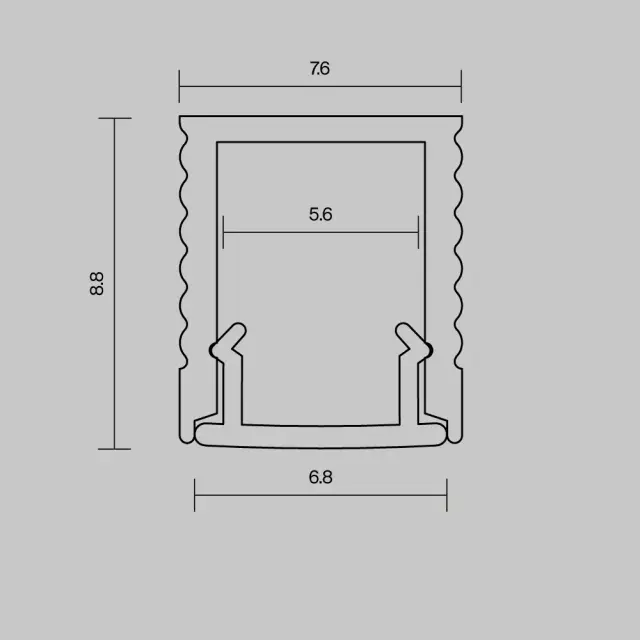Алюминиевый профиль накладной 8x9 (Серебро, 2 м), ALM-0809-S-2M 631010, ракурс 4