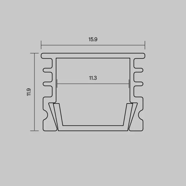 Алюминиевый профиль накладной 16x12 (Серебро, 2 м), ALM-005-S-2M 631012, ракурс 4