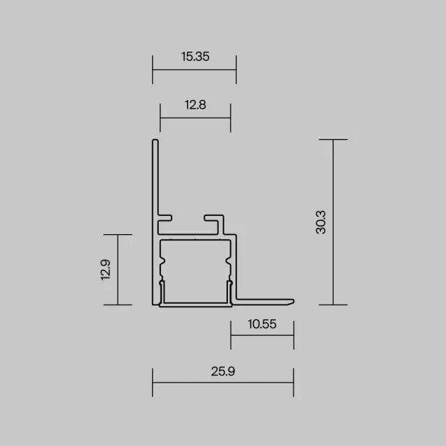 Алюминиевый профиль встраиваемый скрытого монтажа 26x30 (Серебро, 2 м), ALM-2630-S-2M 632014, ракурс 4