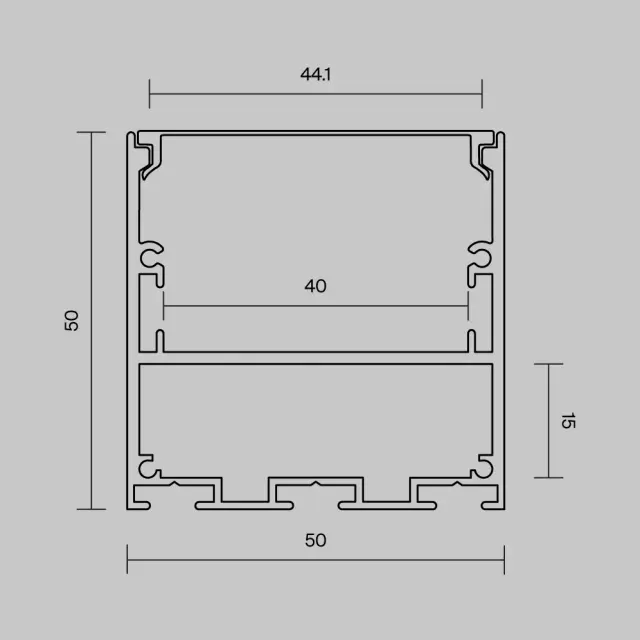 Алюминиевый профиль накладной-подвесной 50x50 (Черный, 3 м), ALM-5050T-B-3M 633009, ракурс 4
