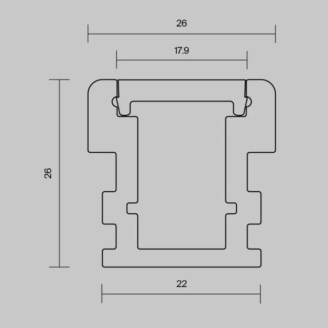Алюминиевый профиль встраиваемый в пол 26x26 (Серебро, 2 м), ALM-2626-S-2M 636016, ракурс 5