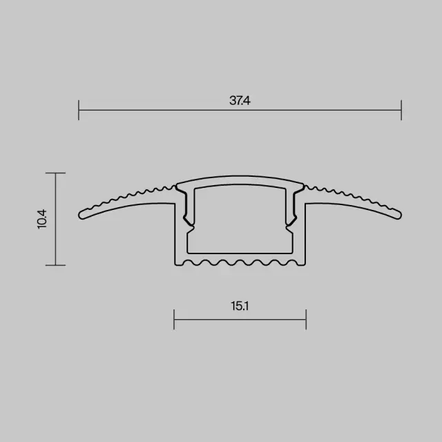 Алюминиевый профиль встраиваемый в пол 37x10 (Черный, 2 м), ALM-3710-S-2M 636023, ракурс 5