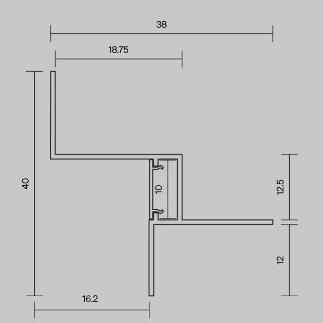 Алюминиевый профиль встраиваемый скрытого монтажа 44x41 (Серебро, 2 м), ALM-4441-S-2M 636024, ракурс 4