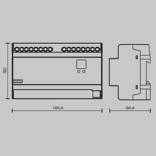 Диммер DALI DT6 четырёхканальный TRIAC 230В DIN 800Вт, ракурс 2