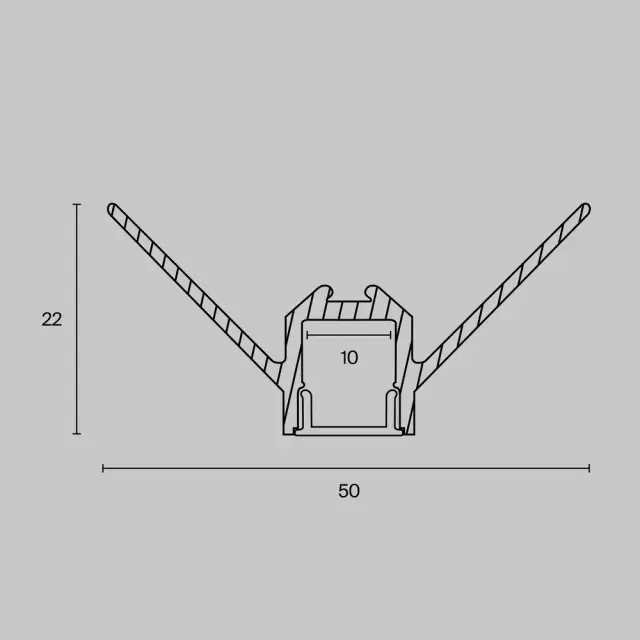 Алюминиевый профиль встраиваемый скрытого монтажа 50x22 (Серебро, 2 м), ALM-5022-S-2M, ракурс 6