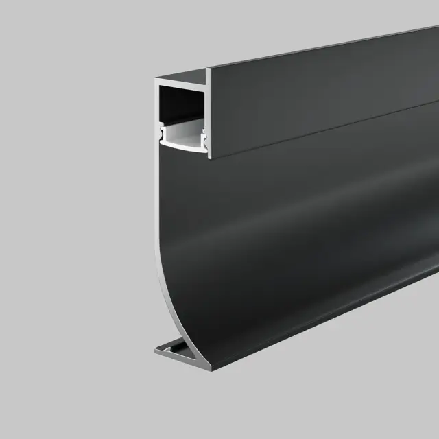 Алюминиевый профиль плинтус 53x14 (Черный, 2 м), ALM-5314-B-2M, ракурс 2