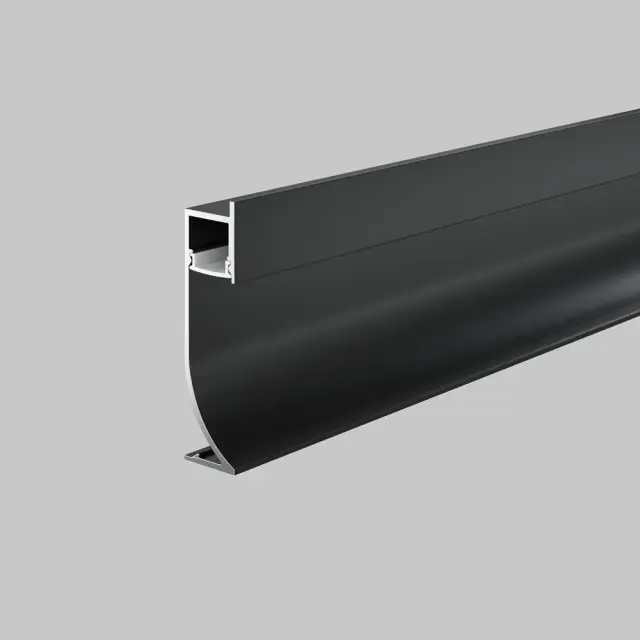 Алюминиевый профиль плинтус 53x14 (Черный, 2 м), ALM-5314-B-2M, ракурс 3