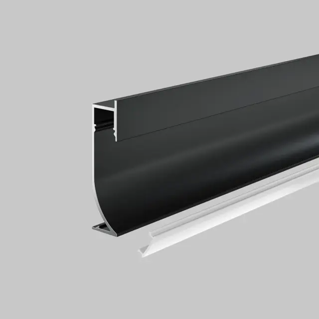 Алюминиевый профиль плинтус 53x14 (Черный, 2 м), ALM-5314-B-2M, ракурс 5