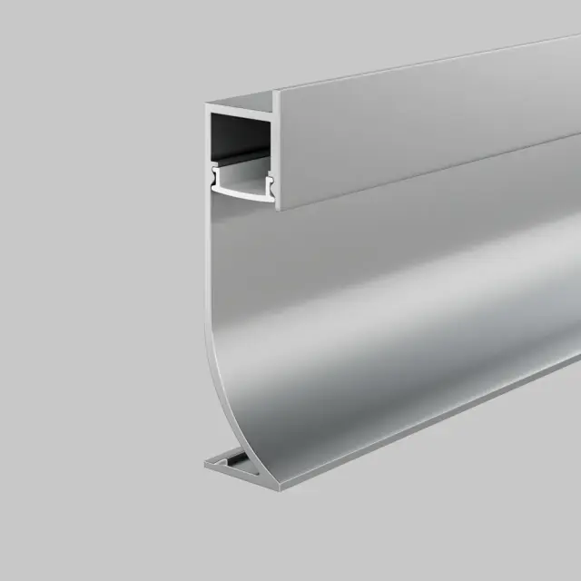 Алюминиевый профиль плинтус 53x14 (Серебро, 2 м), ALM-5314-S-2M, ракурс 2