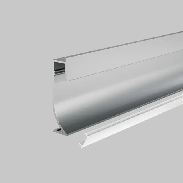 Алюминиевый профиль плинтус 53x14 (Серебро, 2 м), ALM-5314-S-2M, ракурс 4