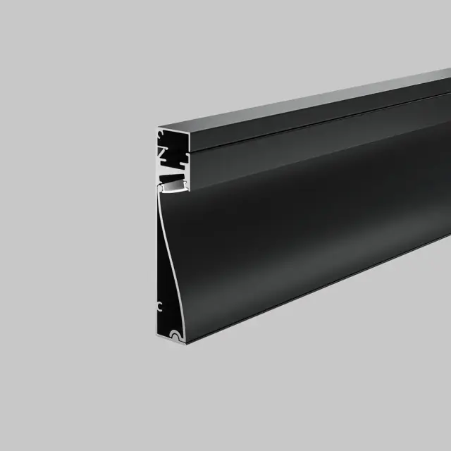 Алюминиевый профиль плинтус 80x18 (Черный, 2 м), ALM-8018-B-2M, ракурс 3