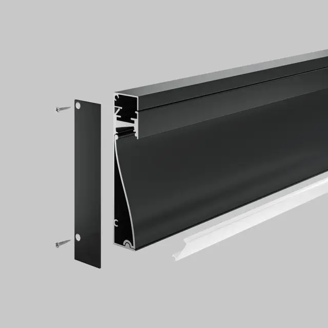 Алюминиевый профиль плинтус 80x18 (Черный, 2 м), ALM-8018-B-2M, ракурс 4