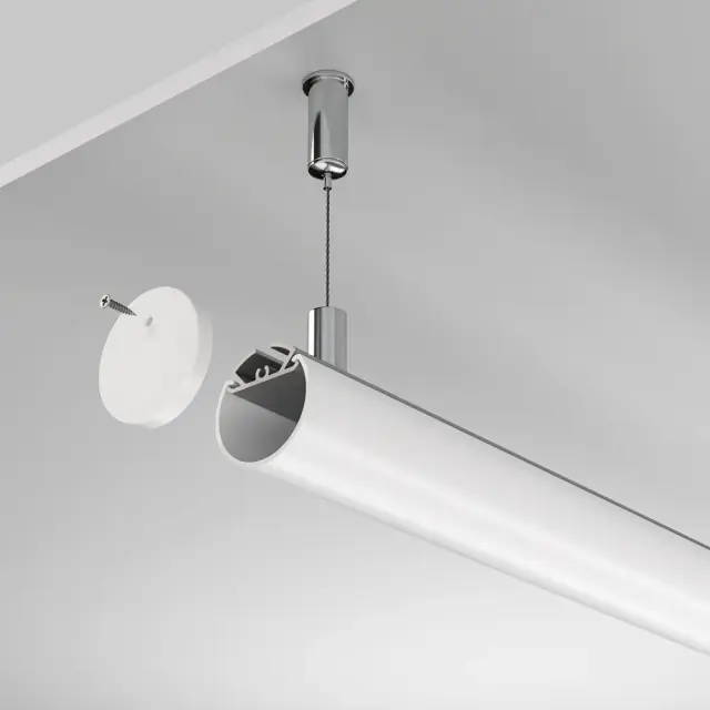Алюминиевый профиль подвесной D30 (Серебро, 2 м), ALM-D30-S-2M, ракурс 3