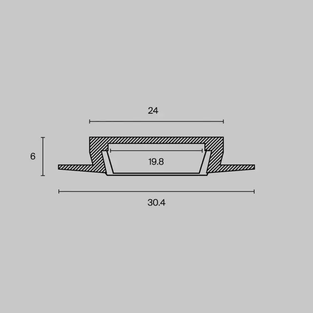 Алюминиевый профиль встраиваемый с фланцем 30x6 (Серебро, 2 м), ALM003S-2M, ракурс 5