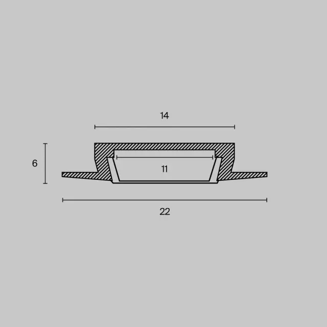 Алюминиевый профиль встраиваемый с фланцем 22x6 (Серебро, 2 м), ALM004S-2M, ракурс 5
