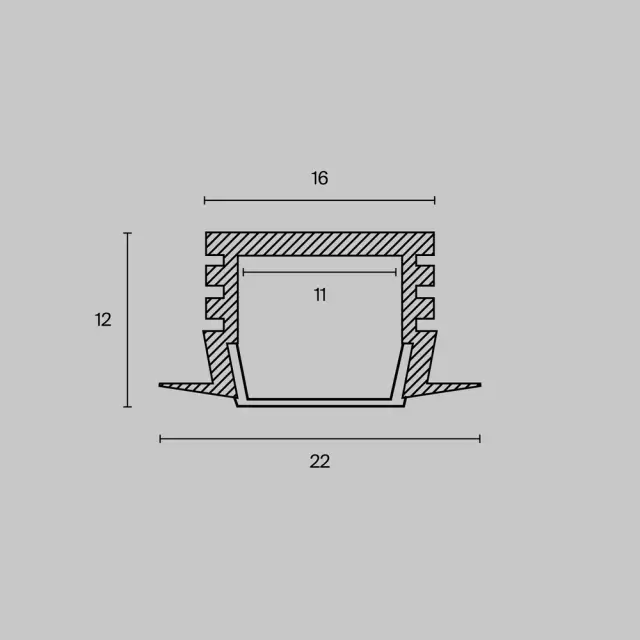 Алюминиевый профиль встраиваемый с накладным фланцем 22x12 (Серебро, 2 м), ALM006S-2M, ракурс 4