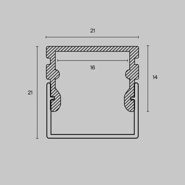 Алюминиевый профиль накладной 21x21 (Серебро, 2 м), ALM007S-2M, ракурс 4