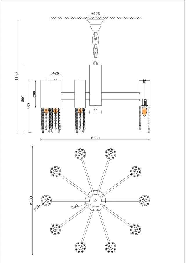 Люстра Moderli V10010-10P PKLIMAND — золотой, ракурс 6