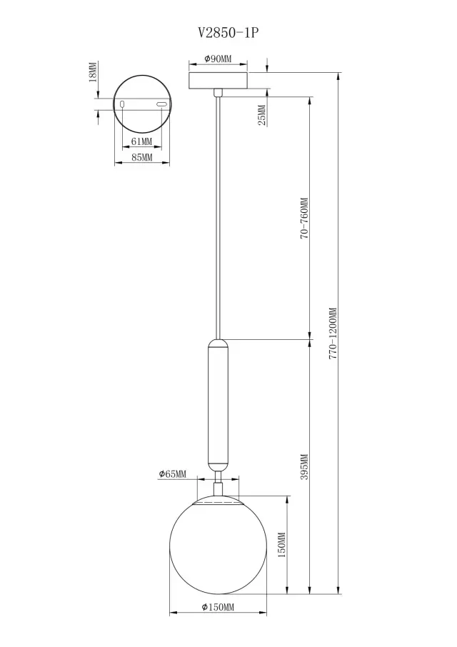 Светильник Moderli V2850-1P HOST — золотой, ракурс 10