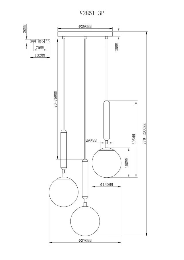 Светильник Moderli V2851-3P HOST — золотой, ракурс 9