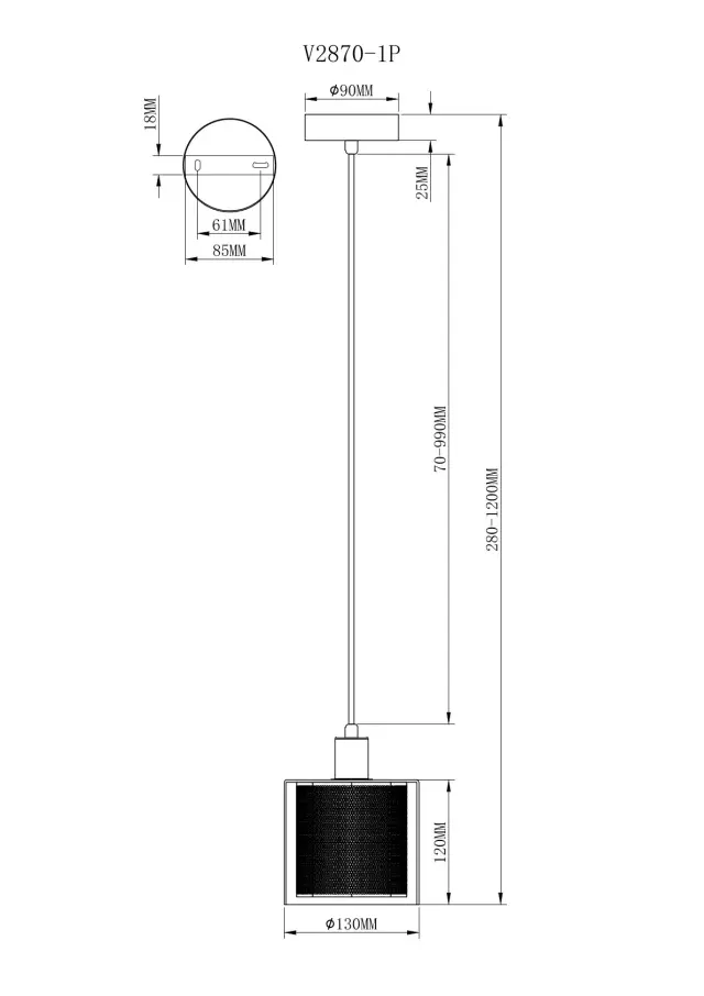Светильник Moderli V2870-1P SUSPENT — черный, ракурс 10