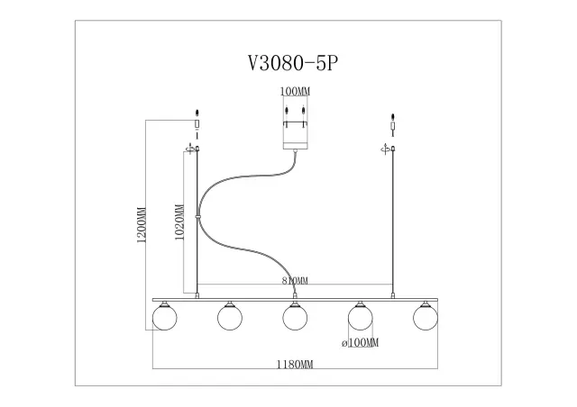 Светильник Moderli V3080-5P SECTOR — латунь, ракурс 3