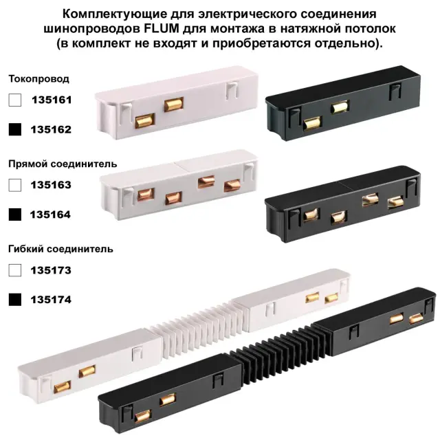 Шинопровод Novotech FLUM — магнитные, черный, ракурс 3