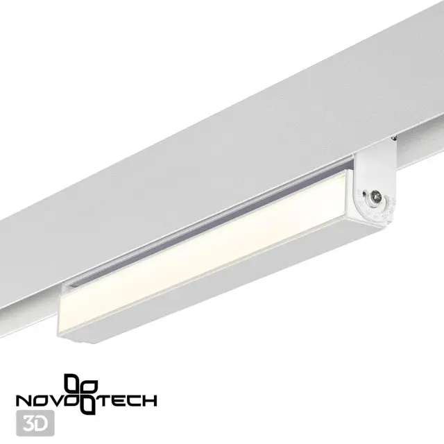 Напольный трековый светильник Novotech белого матового цвета с акриловым рассеивателем и металлическим корпусом, ракурс 4