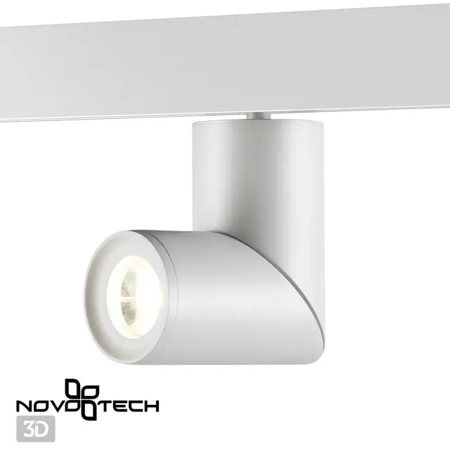 Настенный трековый светильник Novotech матовый белый, минималистичный дизайн, одна светодиодная лампа, ракурс 3
