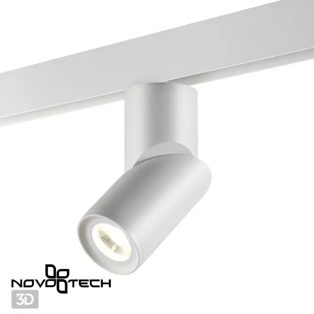 Настенный трековый светильник Novotech матовый белый, минималистичный дизайн, одна светодиодная лампа, ракурс 4
