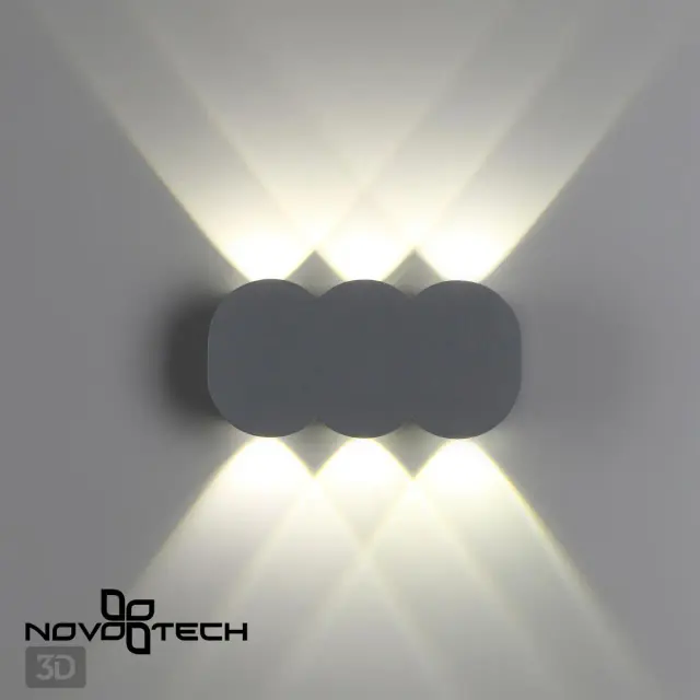 Настенный уличный светильник Novotech из матового серого металла с геометрической формой плафона, ракурс 4