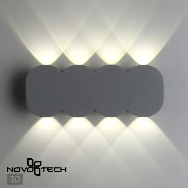 Настенный уличный светильник Novotech в минималистичном стиле, серый матовый металл с горизонтальным расположением, ракурс 4