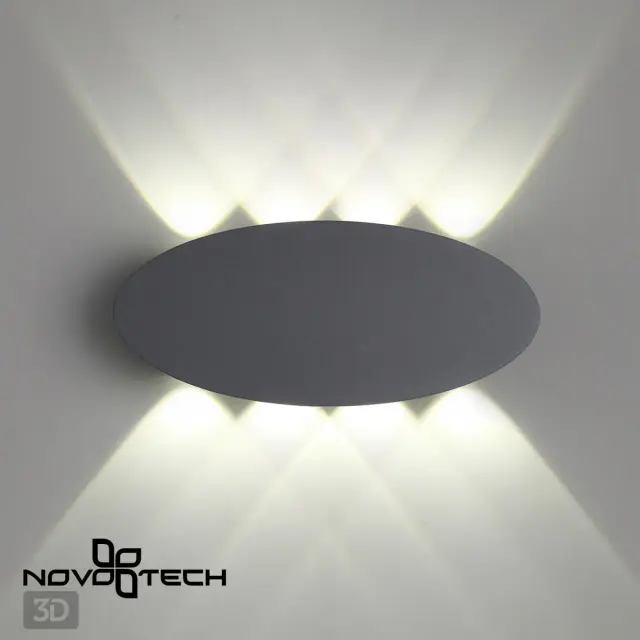 Настенный уличный светильник Novotech CALLE, горизонтальный силуэт из матового серого металла с одной светодиодной, ракурс 4