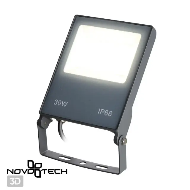 Уличный светильник матовый серый от Novotech с геометрическим корпусом и рассеивателем, ракурс 3