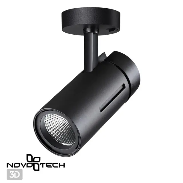Накладной точечный светильник Novotech матовый черный из металла со строгим геометрическим силуэтом, ракурс 4