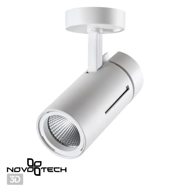 Накладной точечный светильник Novotech матовый белый с поворотным механизмом и простыми линиями, ракурс 4