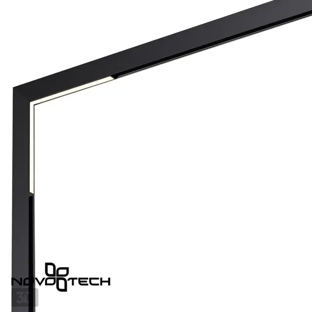 Угловой трековый светильник Novotech в матовом черном металле с белым акриловым рассеивателем, ракурс 4