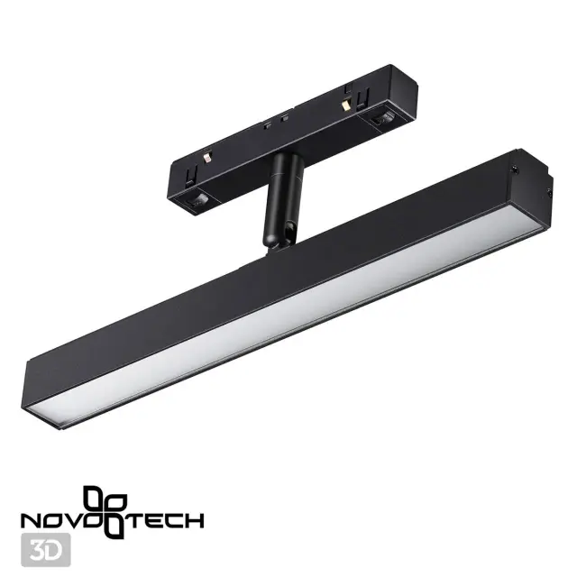 Потолочный светильник Novotech матовый черный, длинный прямоугольный корпус и белый акриловый рассеиватель, ракурс 5