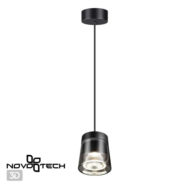 Подвесной светильник Novotech черный, с плафоном из тонированного глянцевого стекла, минималистичный дизайн, ракурс 3