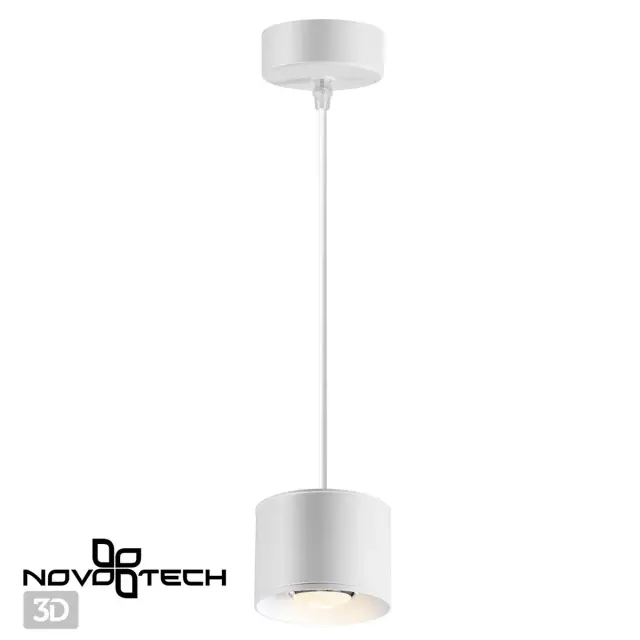 Подвесной светильник Novotech матовый белый металл с плафоном и рассеивателем-линзой, ракурс 3